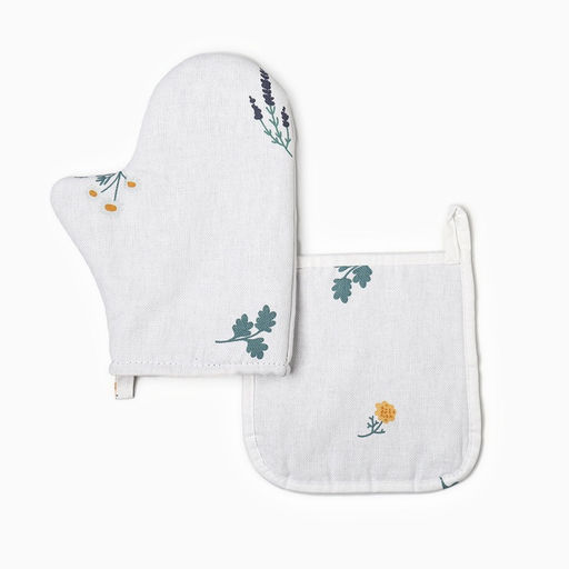 Набор кухонный Этель «Полевые цветочки»: варежка 20×27 см, прихватка 19×19 см, рогожка 176 г/м², 100% хлопок