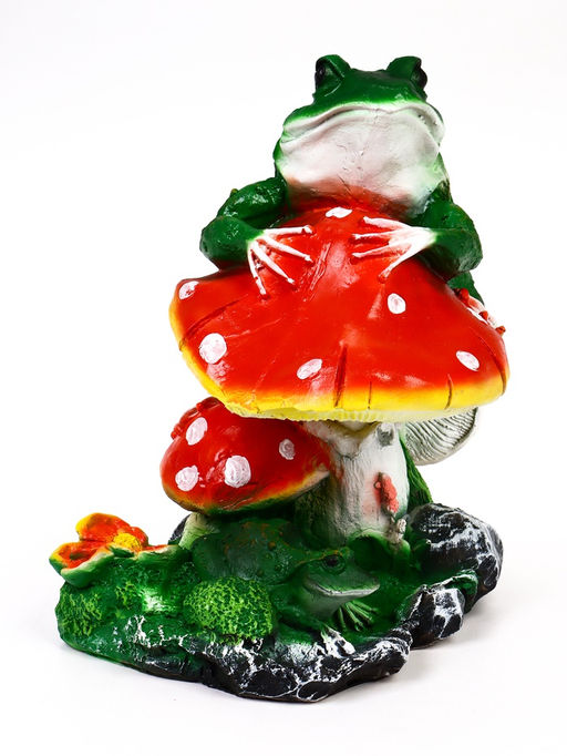 Садовая фигура из полистоуна «Лягушки и мухоморы», 35×25×38 см