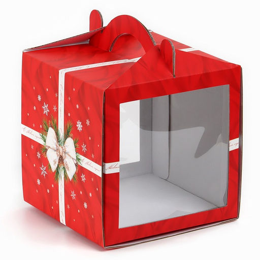Цена за 5 шт. Коробка кондитерская с окном, сундук, «С Новым годом!», 20×20×20 см,
