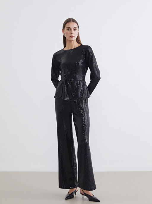 Standart Fit Payetli Kad?n Pantolon