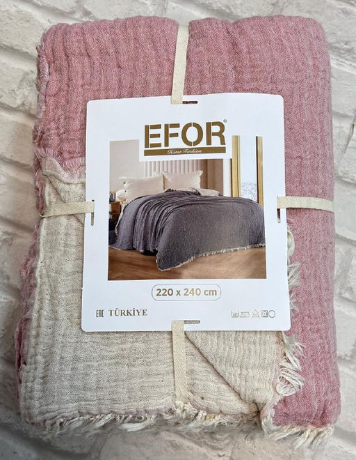 ПЛЕД EFOR МУСЛИН 220*240 (ПУДРА)