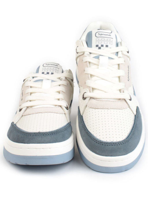 05-P232-5 WHITE/BLUE Кроссовки женские (натуральная замша, искусственная кожа)