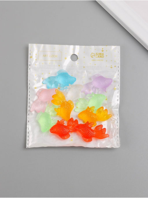 Цена за 10 шт. Подвеска для творчества акрил «Рыбка», светится в темноте, 3.5×2.2×1 см, МИКС