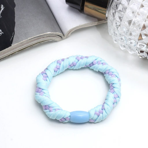 Цена за 12 шт. Резинка для волос «Спорт элит», плетение штрихи, 5 см, голубая