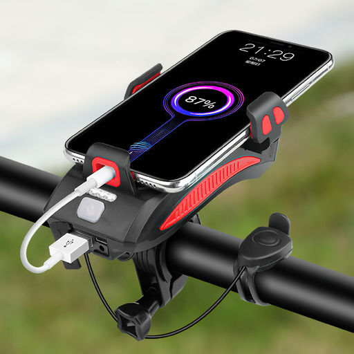 Фонарь передний COMIRON HOLDER ABS, IPX5; 3*T6 LED 400lm 4800mAh USB индикатор заряда POWER BANK сигнал 130Дб крепление смартфона красный /уп 20/80/ - Галеонтрейд фото 13