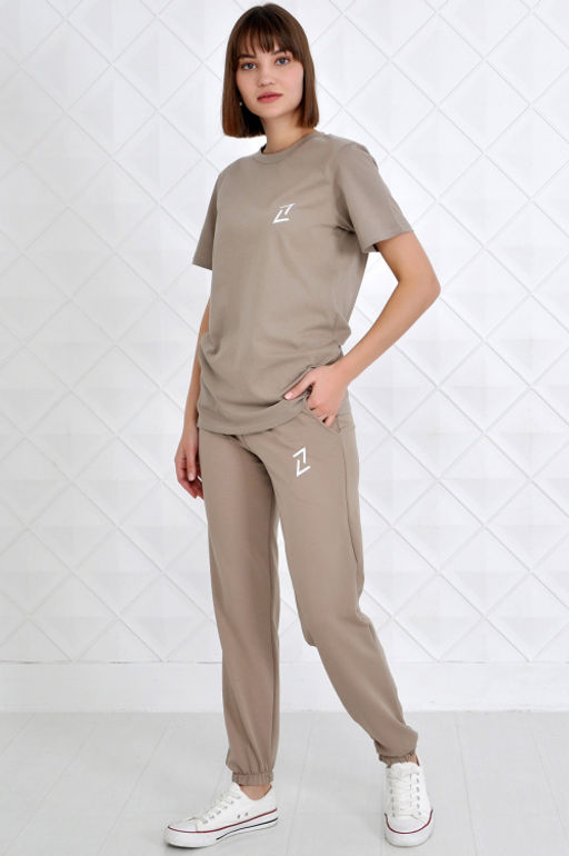 Арт. 2349 Костюм женский бежевый 44-52 (5 шт) Цвет:верх- бежевый, низ- бежевый - Калинка фото 7