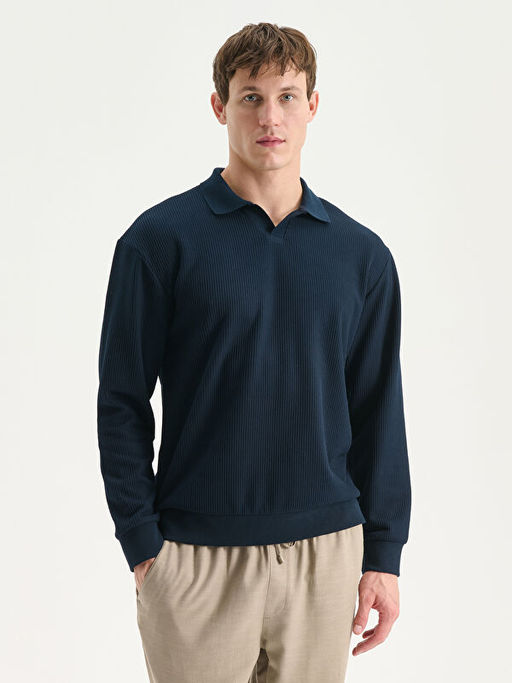 Polo Yaka Erkek Sweatshirt