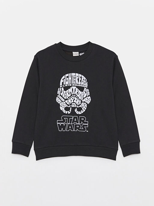 Bisiklet Yaka Star Wars Bask?l? Uzun Kollu Erkek ?ocuk Sweatshirt - Waikiki фото 3