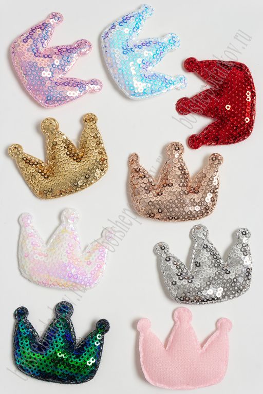 Патч с пайетками "Корона" 5,5*4,5 см (20 шт) SF-3782, ассорти