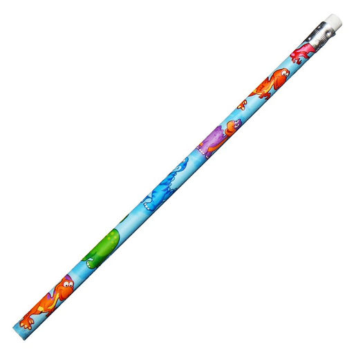 Цена за 12 шт. Карандаш чернографитный НВ с ластиком, корпус круглый, Динозаврики - Calligrata фото 2