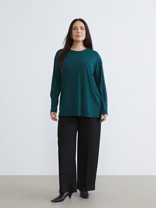 B?y?k Beden Bisiklet Yaka Oversize Kad?n Ti??rt