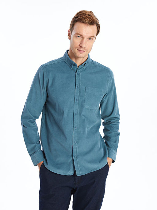 Regular Fit Uzun Kollu Kadife Erkek G?mlek