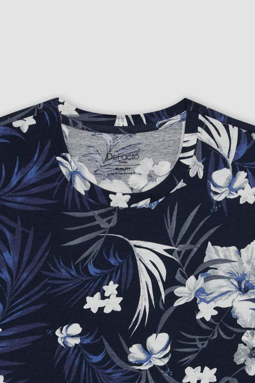 Облегающая футболка с круглым вырезом и короткими рукавами с рисунком - Defacto фото 8