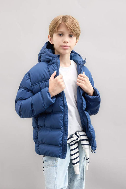 Водоотталкивающее пальто с капюшоном для мальчика - Defacto фото 3