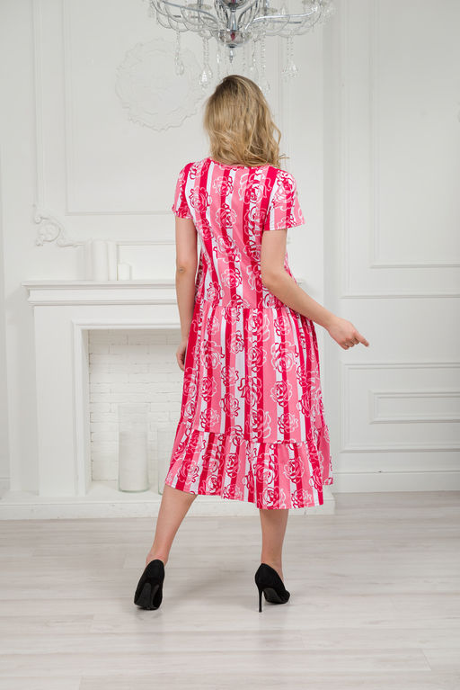 Платье женское из кулирки Кармелита малиновая роза