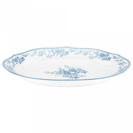 "Утренняя лазурь" Блюдо фарфоровое 330х215х40мм, 780мл, овальное, волнистый край, отводка, белый (Китай)