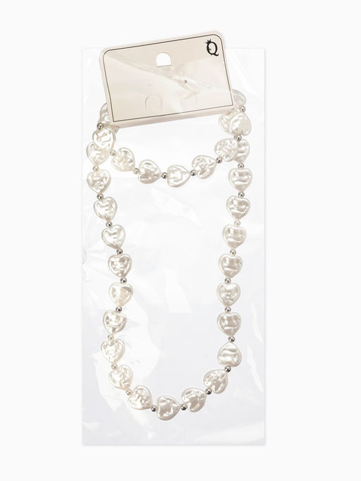 Набор 2 предмета: бусы, браслет «Жемчуг барочный. Сердечки», 40/18 см, белый в серебре