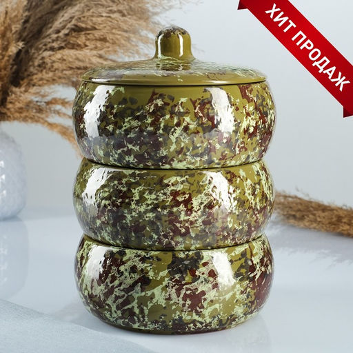 Набор для холодца Борисовская керамика «Малахит», 900 мл, 16.5×23 см, керамика, зелёный