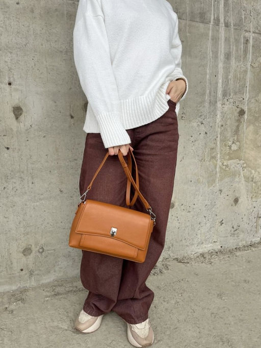 Женская кожаная сумка через плечо 8219 Рыжий - Sergio valentini фото 7