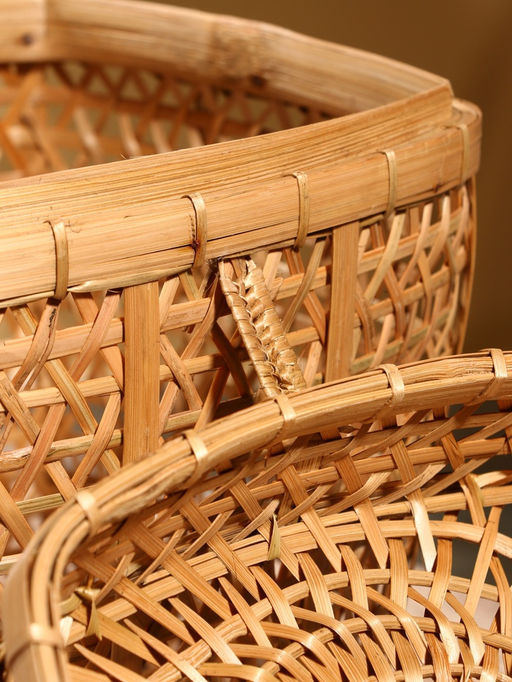 Корзина плетёная «Баскет», 24×24×28 см, бамбук, светлая