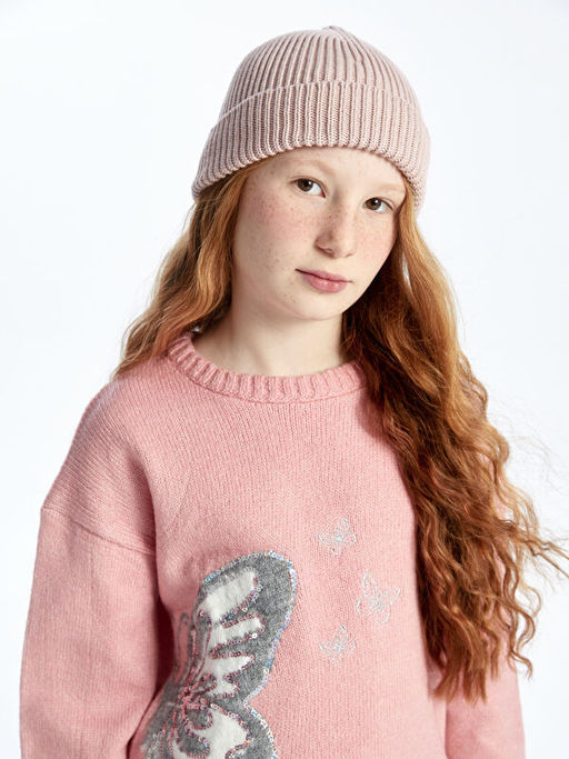 Bisiklet Yaka Desenli Uzun Kollu K?z ?ocuk Triko Kazak - Waikiki фото 3