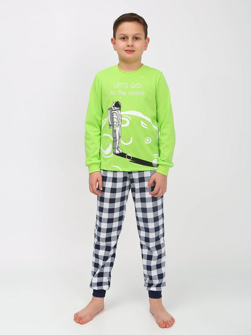 Пижама для мальчика 92178 салатовый/черная клетка 870 Lets go - Let's go фото 2