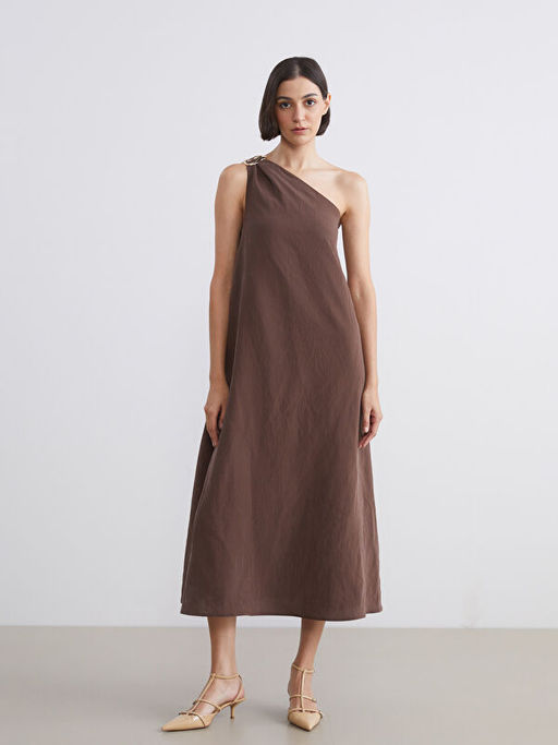 Tek Omuz Modal Kar???ml? A Kesim Elbise