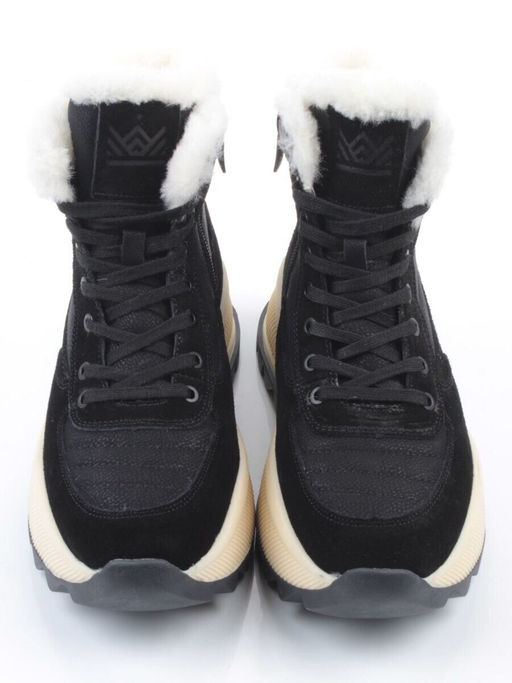 04-PAML05-1Z BLACK Ботинки зимние женские (натуральная замша, 100% шерсть, натуральный мех)