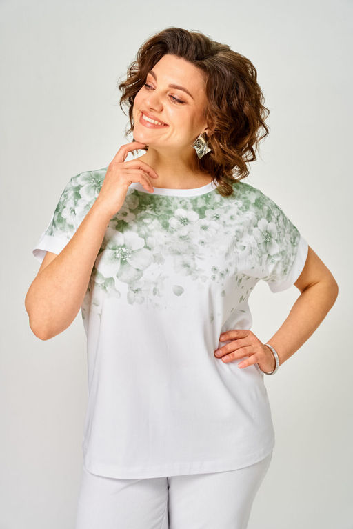 Футболка Rumoda 2258 зеленый, белый