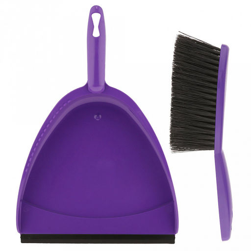 Комплект пластмассовый: совок с резинкой 23х35х5см + сметка 23х4см, ворс 4см, фиолетовый (Россия)