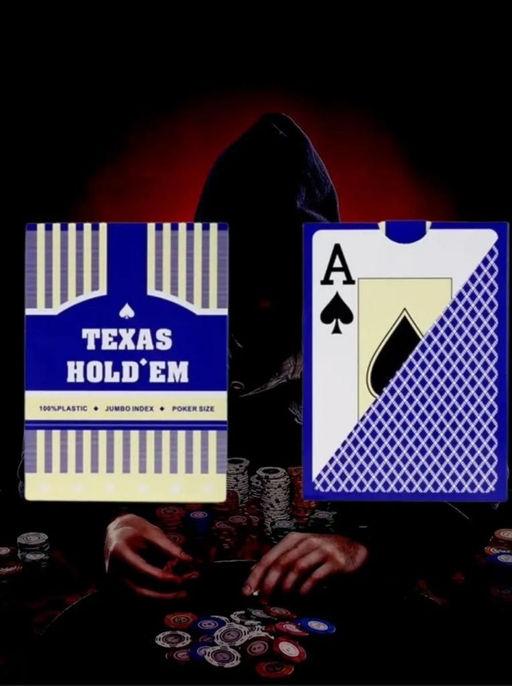 Карты игральные пластиковые синие Texas Holdem