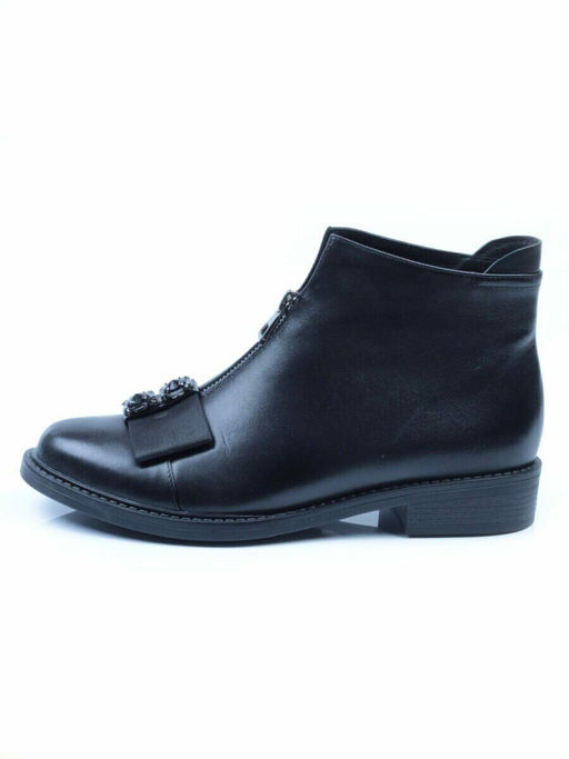 01-CA104-1 BLACK Ботинки демисезонные (натуральная кожа, байка)
