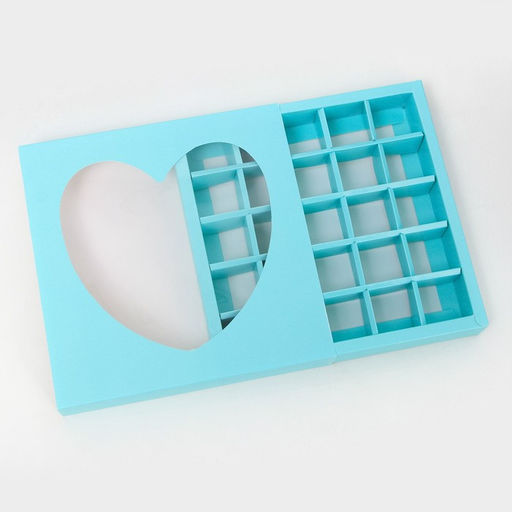 Коробка для конфет 25 шт., голубая, 22×22×3.5 см