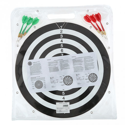 Набор для игры в дартс "В яблочко" д36см, h1см, с дротиками 6шт (красный/зеленый), средний, в блистере с ручкой (Китай)