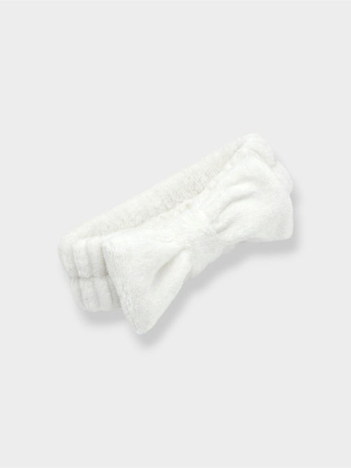 Повязка для умывания Доляна «Бантик», микрофибра, белая