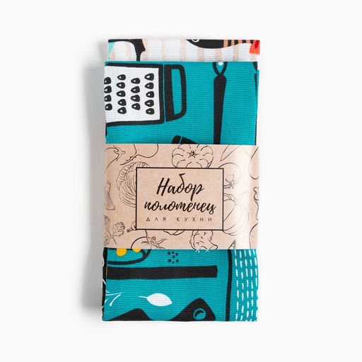 Набор полотенец Доляна Счастье есть 35?60 см - 2 шт., 100% хлопок