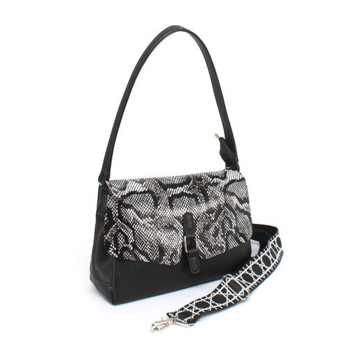 Сумка женская иск/кожа+нат/кожа ADEL-201/3в, 3отд, 2внут, карм, плеч/рем-стропа, черный 257240