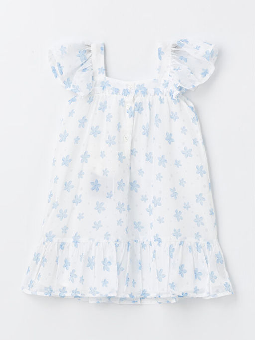 Kare Yaka Kolsuz ?i?ek Desenli K?z Bebek Elbise - Waikiki фото 2