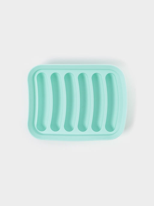 Форма для выпечки и приготовления сосисок Доляна, 6 ячеек, с крышкой, 17.5×13.5,2.8 см, силикон, бирюзовый
