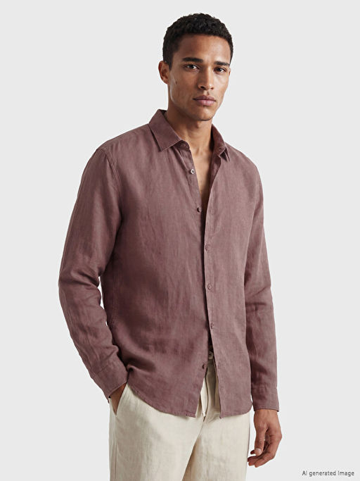 Regular Fit %100 Keten Erkek G?mlek