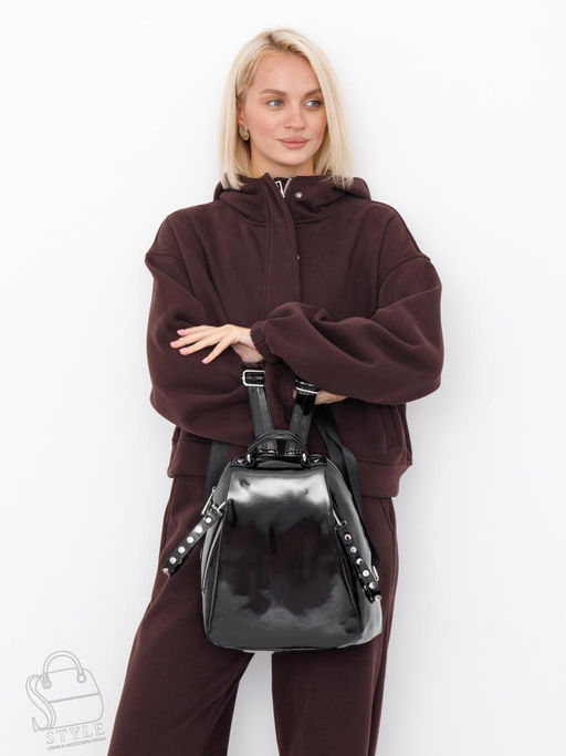 Рюкзак женский кожаный 19001-8 black Polina&Eiterou