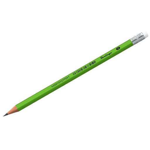 Цена за 5 шт. Карандаш ч/гр. BERLINGO "Office soft" HB,с ластиком (BP01015) заточенный, пластиковый