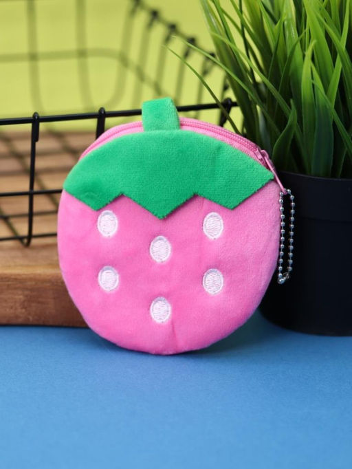 Кошелёк плюшевый "Strawberry", pink (10*11 см)