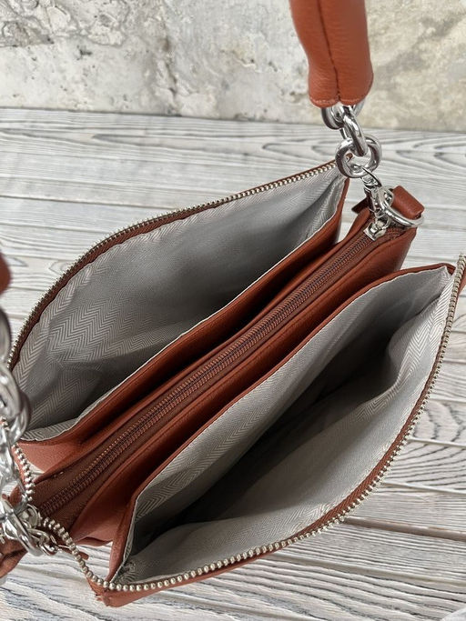 Женская сумка мессенджер с 5 отделениями 88-24 Рыжий - Sergio valentini фото 5