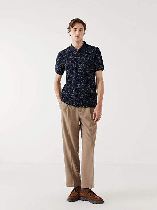 Polo Yaka K?sa Kollu Desenli Pike Erkek Ti??rt