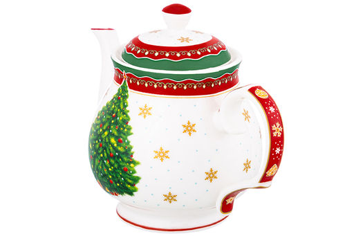 Чайник 380 мл 17*10*12 см Новогодняя елка красный узор NEW BONE CHINA - Elan gallery фото 16