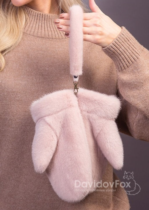 Варежки норка дымчатая роза