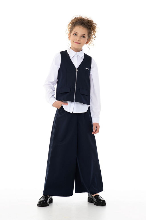 Синий школьный жилет для девочки Mooriposh, модель 1115 фото 2
