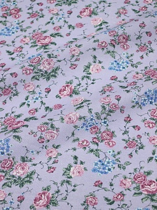 Ситец Цветущие розочки цв.сиренево-голубой, ш.0.8м, хлопок-100%, 85гр/м.кв