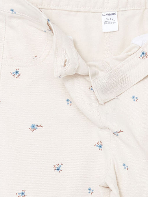 Beli Lastikli ?i?ekli K?z ?ocuk Pantolon